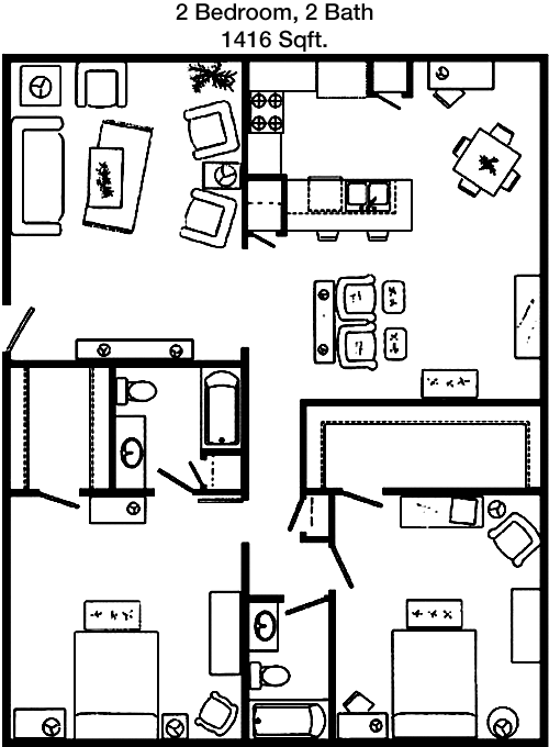 1,416 sq ft floorplan layout