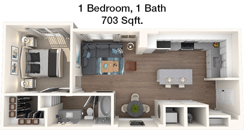 703 sq ft floorplan layout