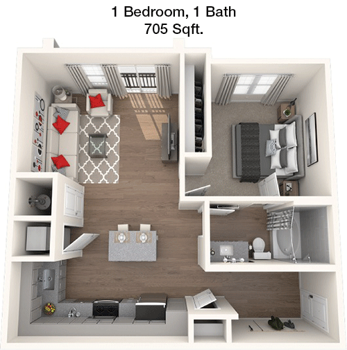 705 sq ft floorplan layout
