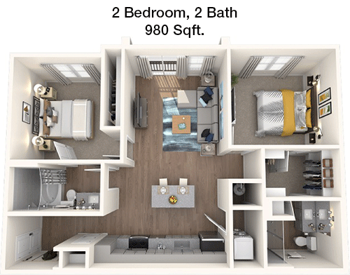 980 sq ft floorplan layout