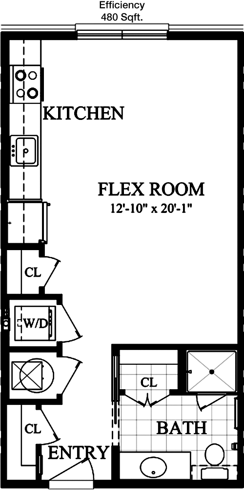 480 sq ft floorplan layout