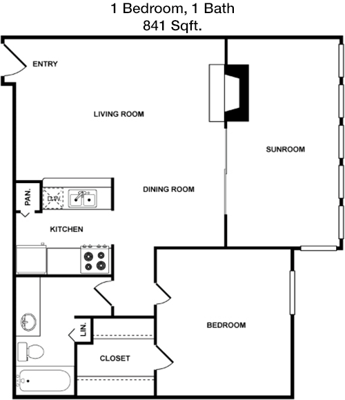841 sq ft floorplan layout