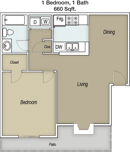 660 sq ft floorplan layout