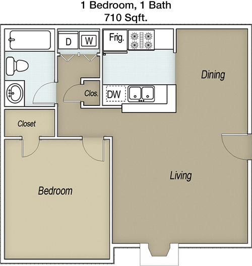 710 sq ft floorplan layout