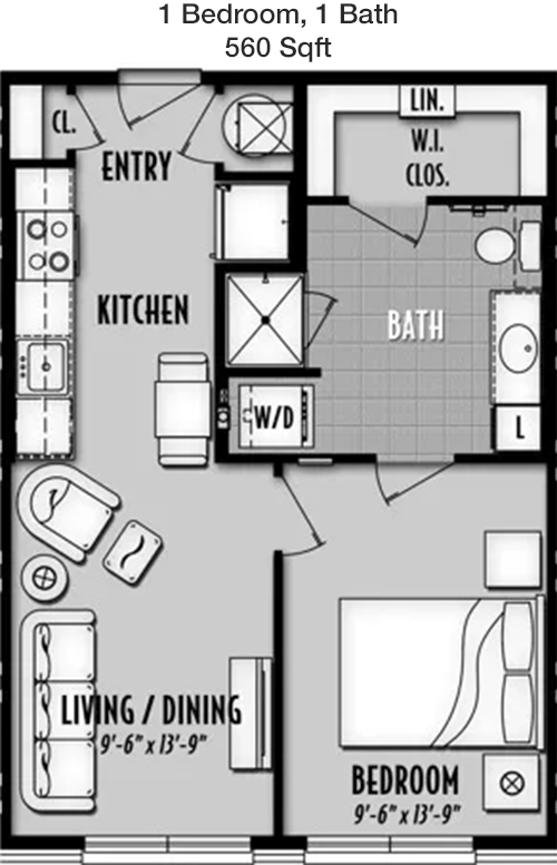 560 sq ft floorplan layout