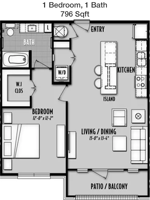 796 sq ft floorplan layout
