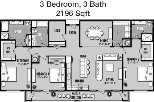 2,196 sq ft floorplan layout