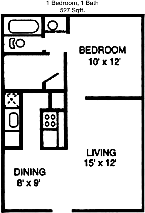 527 sq ft floorplan layout