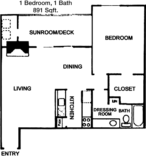 891 sq ft floorplan layout