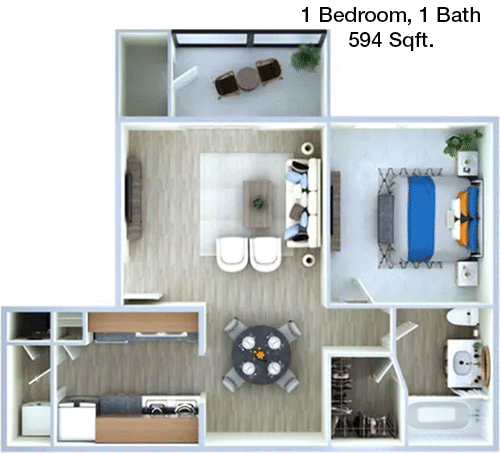 594 sq ft floorplan layout