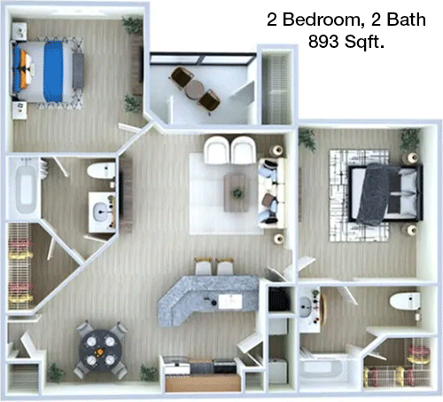 893 sq ft floorplan layout