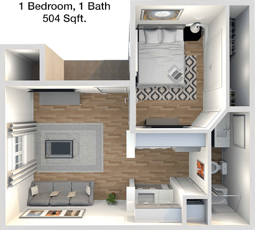 504 sq ft floorplan layout