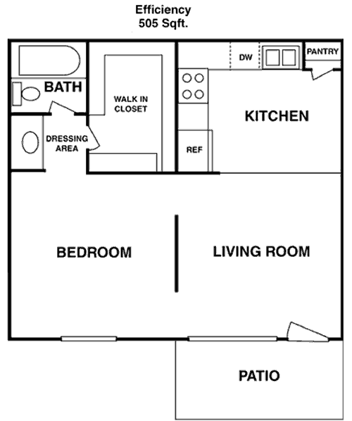 505 sq ft floorplan layout