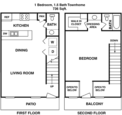 736 sq ft floorplan layout