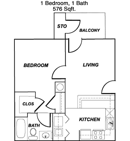 576 sq ft floorplan layout