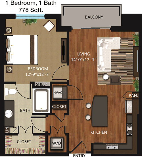 778 sq ft floorplan layout
