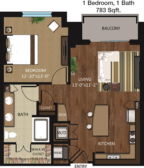 783 sq ft floorplan layout