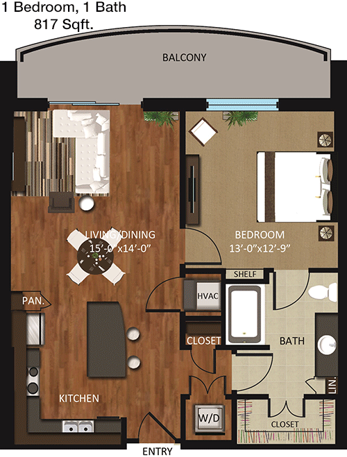 817 sq ft floorplan layout