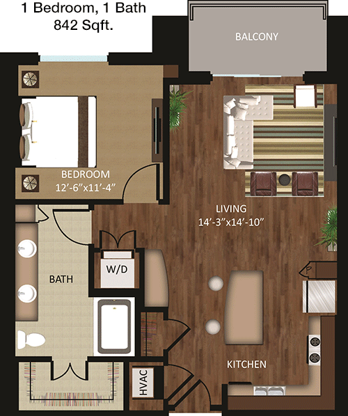 842 sq ft floorplan layout