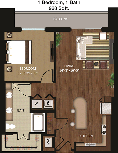 928 sq ft floorplan layout