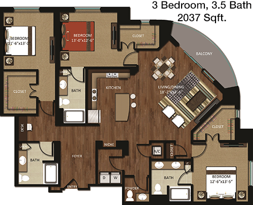 2,037 sq ft floorplan layout