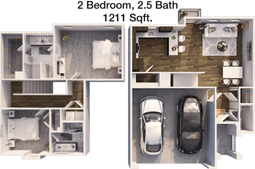 1,211 sq ft floorplan layout