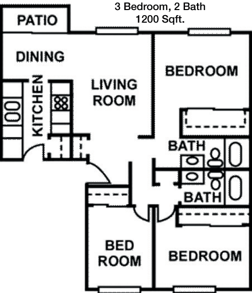 1,200 sq ft floorplan layout
