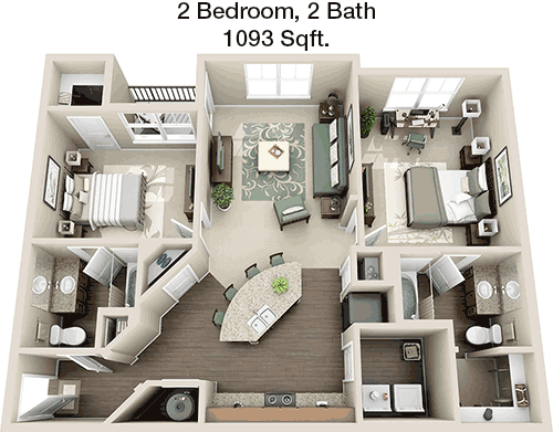 1,093 sq ft floorplan layout