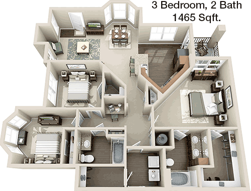 1,465 sq ft floorplan layout