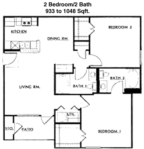 933 sq ft floorplan layout