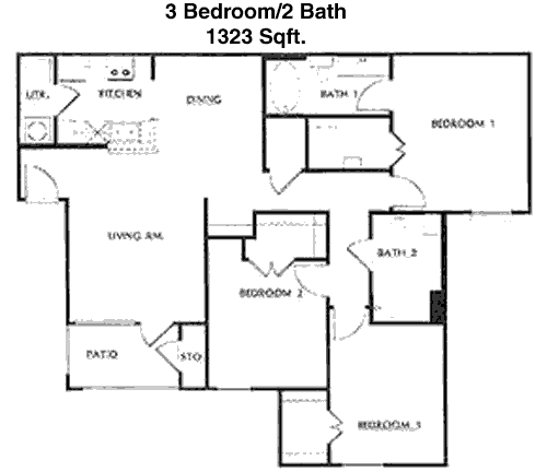1,323 sq ft floorplan layout