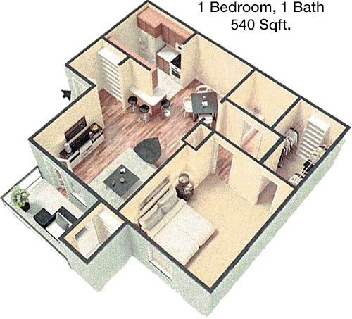 540 sq ft floorplan layout