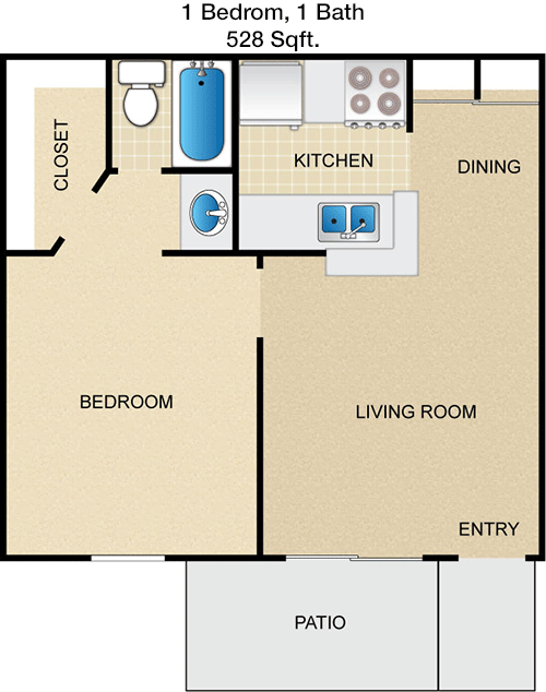 528 sq ft floorplan layout