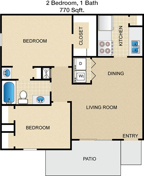 770 sq ft floorplan layout