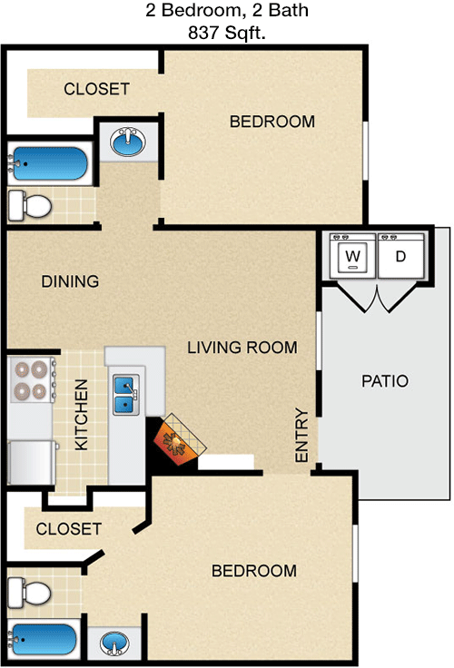 837 sq ft floorplan layout