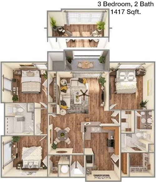 1,417 sq ft floorplan layout