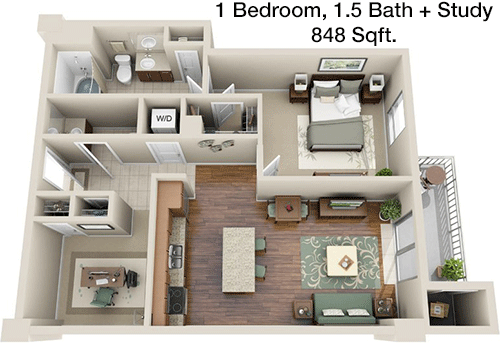 848 sq ft floorplan layout