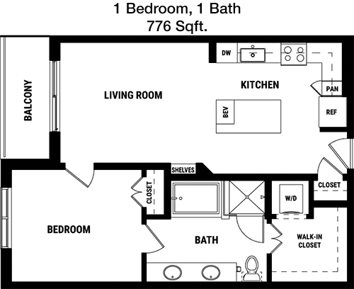 776 sq ft floorplan layout