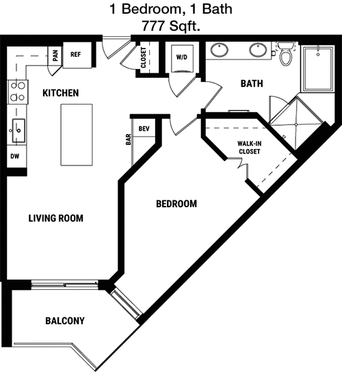 777 sq ft floorplan layout