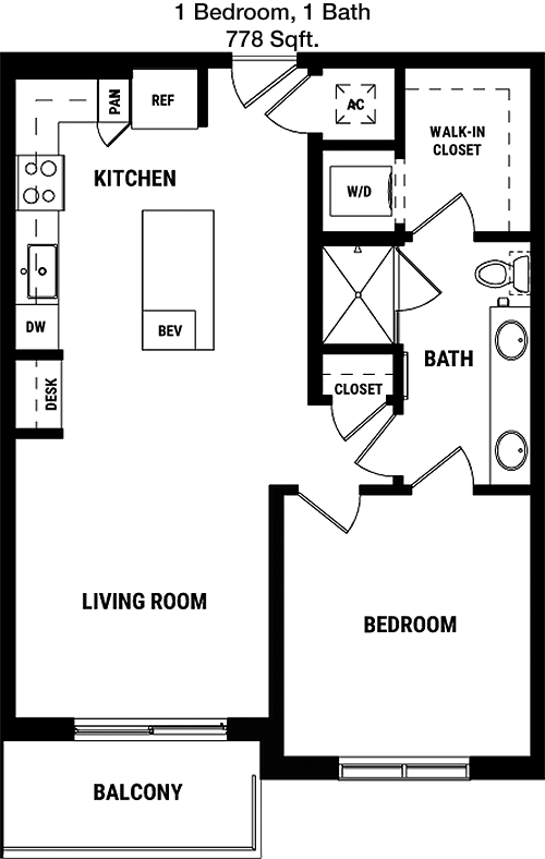 778 sq ft floorplan layout