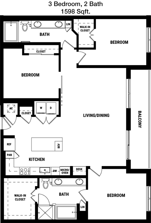 1,598 sq ft floorplan layout