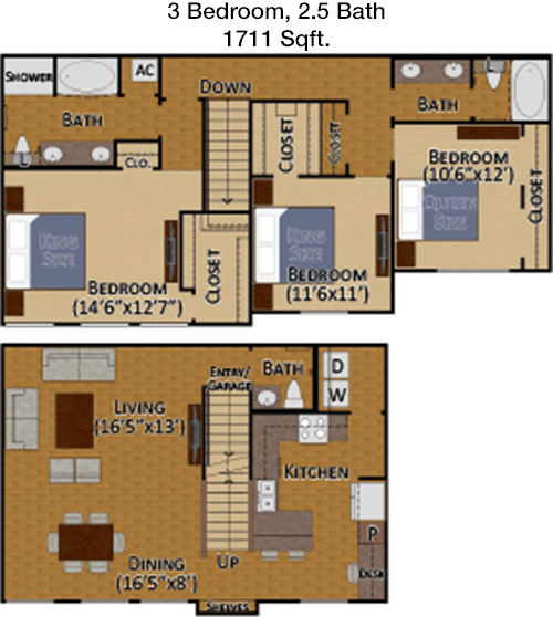 1,711 sq ft floorplan layout
