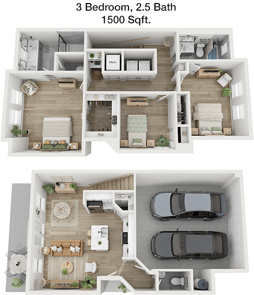 1,500 sq ft floorplan layout