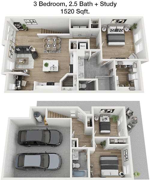 1,520 sq ft floorplan layout