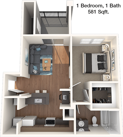 581 sq ft floorplan layout