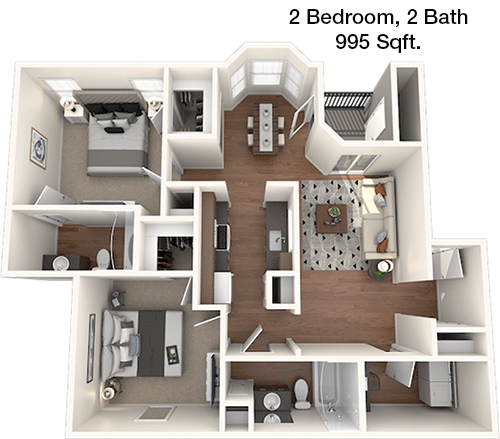 995 sq ft floorplan layout