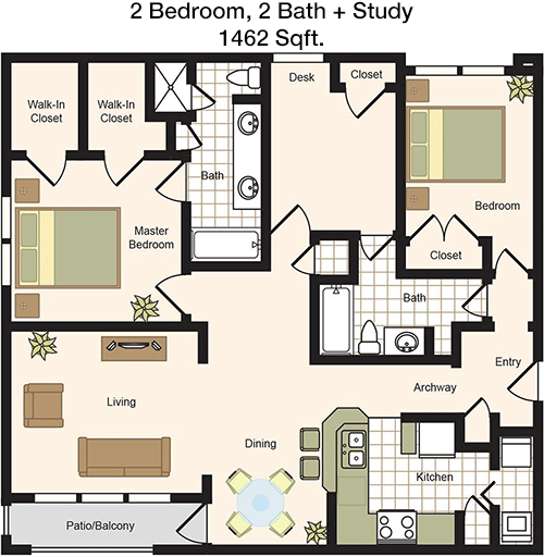 1,462 sq ft floorplan layout