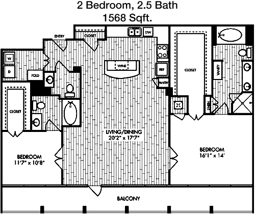 1,568 sq ft floorplan layout