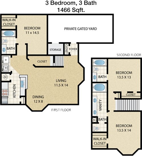 1,466 sq ft floorplan layout