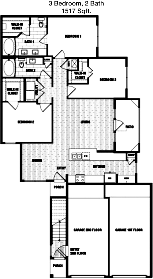 1,517 sq ft floorplan layout